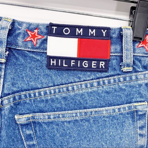 VINTAGE Y2K Tommy Jeans Low Rise Embroidered Flared Jeans Womens Size 3 - Picture 8 of 11